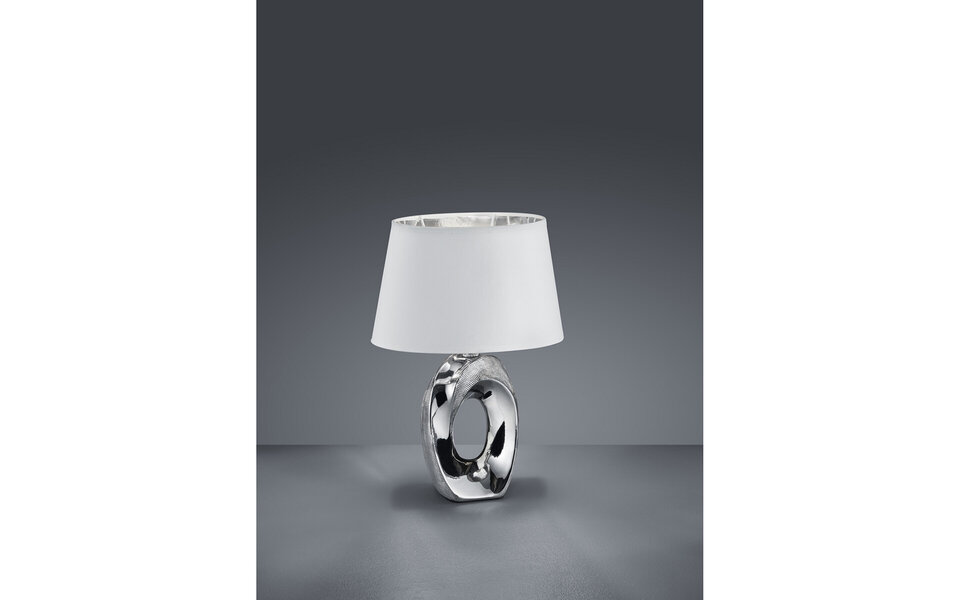 HLW LED LED Tafellamp - Tafelverlichting - Trion Tibos - E14 Fitting - Rond - Mat Zilver - Keramiek