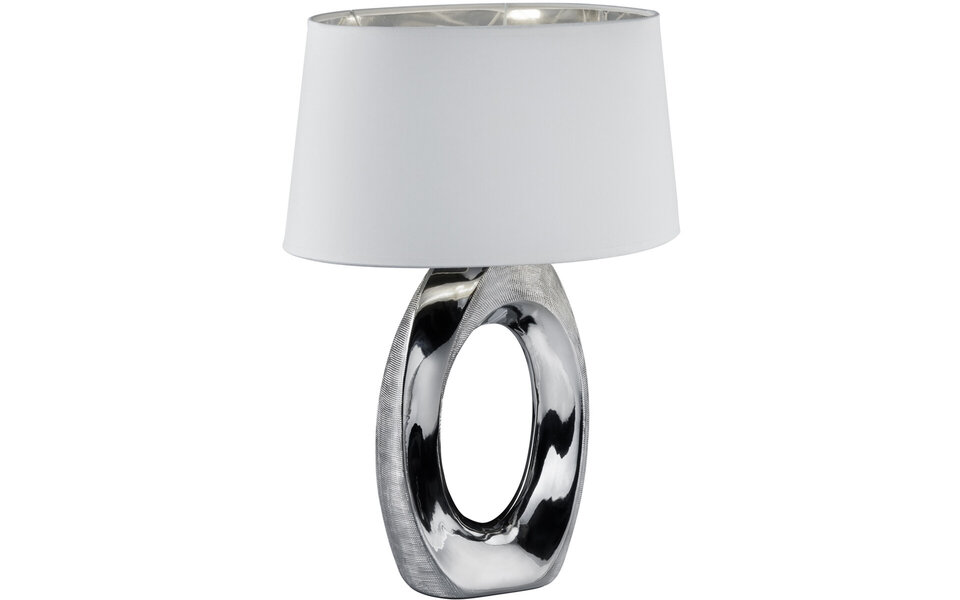 HLW LED LED Tafellamp - Tafelverlichting - Trion Tibos - E27 Fitting - Rond - Mat Zilver - Keramiek