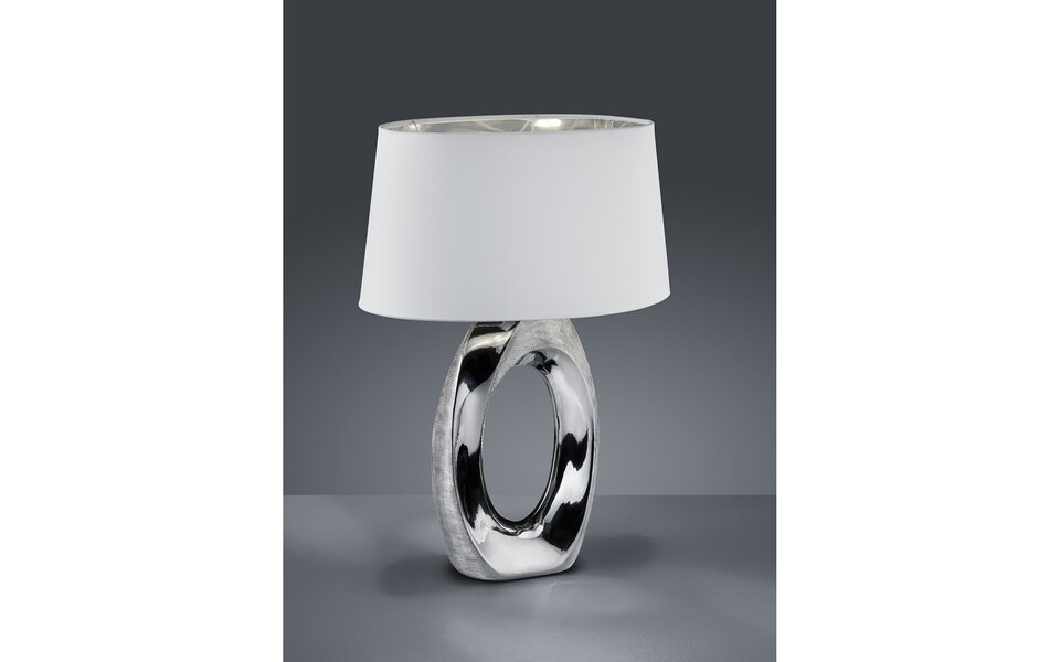 HLW LED LED Table Lamp - Table Lighting - Trion Tibos - E27 Fitting - Round - Matte Silver - Ceramic HLW LED LED Table Lamp - Table Lighting - Trion Tibos - E27 Fitting - Round - Matte Silver - Ceramic
