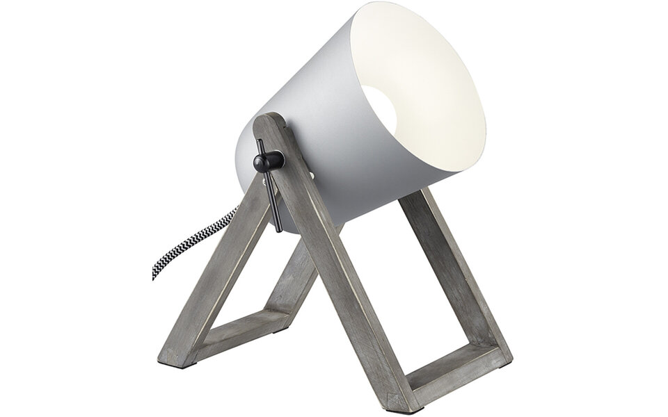 HLW LED LED Tafellamp - Tafelverlichting - Trion Maryla - E27 Fitting - Rond - Mat Grijs - Hout