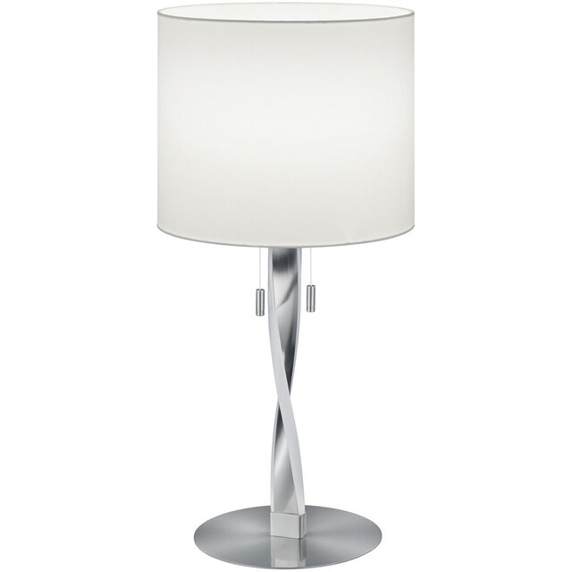 Ronde LED tafellamp in mat nikkel met E27 fitting, 6W vermogen en warm wit licht 3000K Ronde LED tafellamp in mat nikkel met E27 fitting, 6W vermogen en warm wit licht 3000K