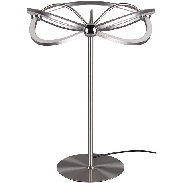 Ronde dimbare LED tafellamp van mat nikkel aluminium met 20W vermogen en warm wit licht 3000K