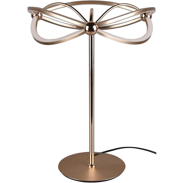 Ronde dimbare LED tafellamp van mat goud aluminium met 20W vermogen en warm wit licht 3000K