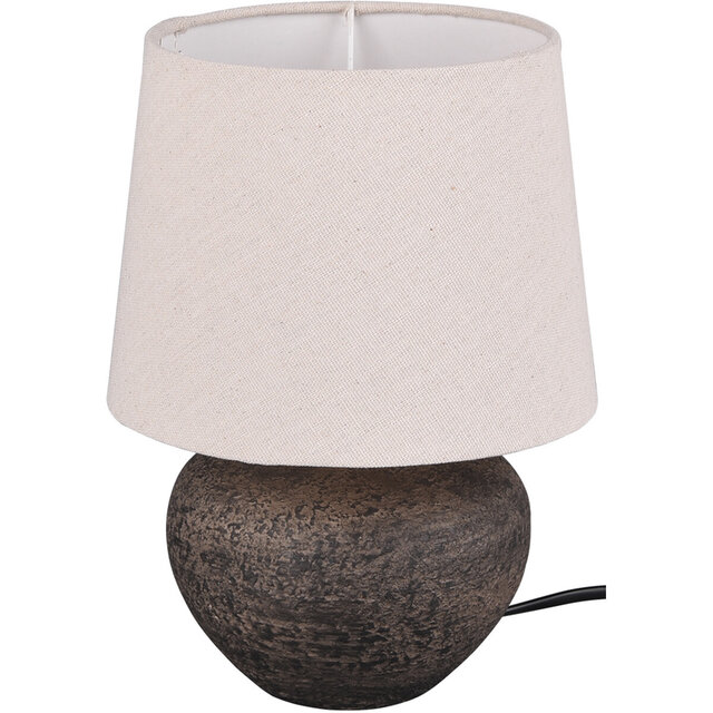 Ronde matbruine keramieken LED tafellamp met E14 fitting en vermogen tot 40W