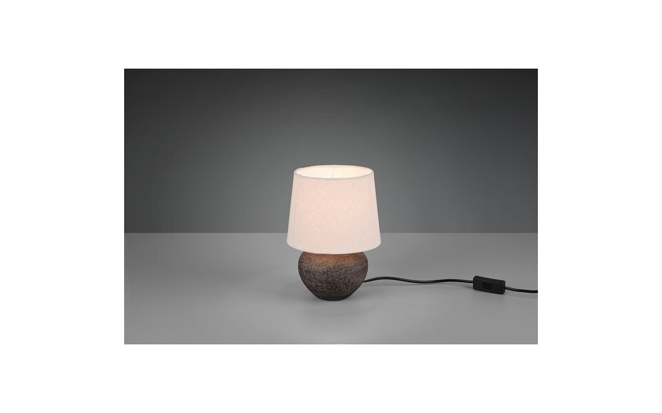 HLW LED LED Tafellamp - Trion Leau - E14 Fitting - Rond - Mat Bruin - Keramiek