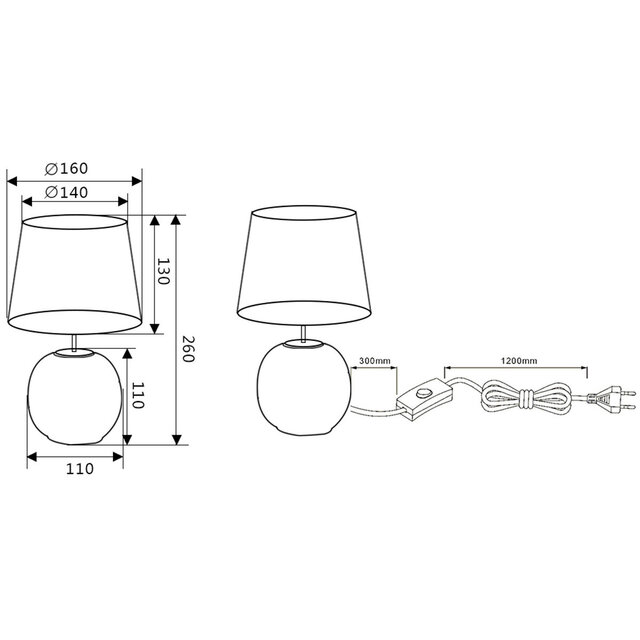 HLW LED LED Table Lamp - Trion Sofia - E14 Fitting - Round - Matte Gray - Ceramic HLW LED LED Table Lamp - Trion Sofia - E14 Fitting - Round - Matte Gray - Ceramic