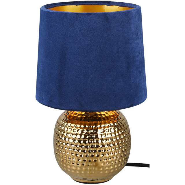 Ronde matblauwe keramieken tafellamp met E14 fitting geschikt voor LED tot 40W Ronde matblauwe keramieken tafellamp met E14 fitting geschikt voor LED tot 40W