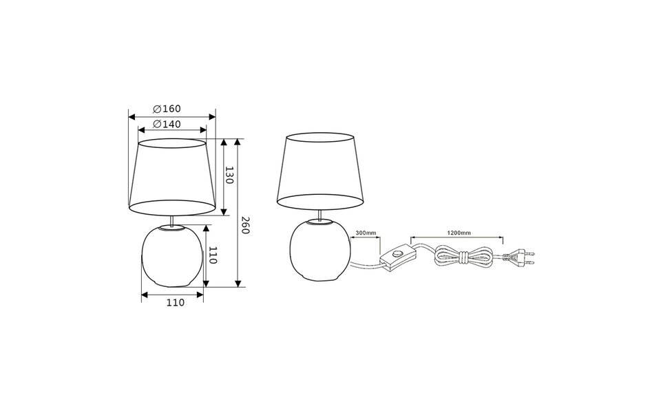HLW LED LED Table Lamp - Trion Sofia - E14 Fitting - Round - Matte Blue - Ceramic