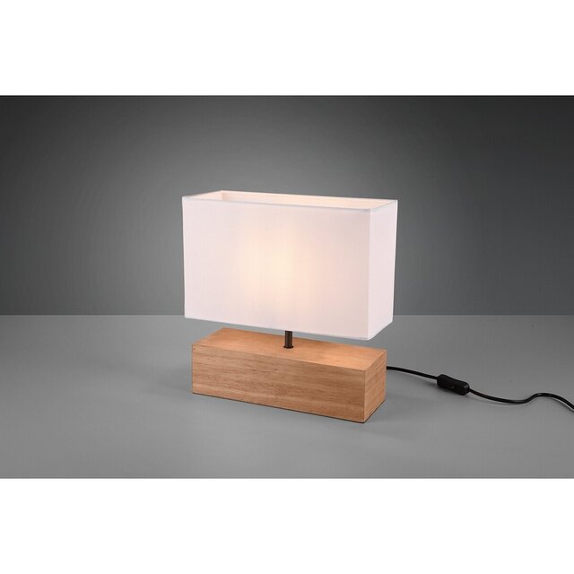 HLW LED LED Table Lamp - Table Lighting - Trion Wooden - E27 Fitting - Rectangular - Matte White - Wood HLW LED LED Table Lamp - Table Lighting - Trion Wooden - E27 Fitting - Rectangular - Matte White - Wood