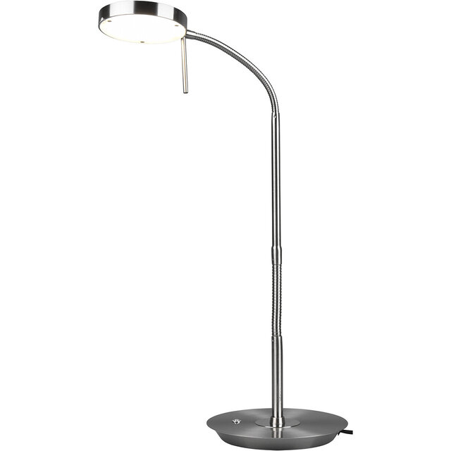 HLW LED LED Tafellamp - Trion Monzino - 12W - Aanpasbare Kleur - Dimbaar - Rond - Mat Nikkel - Aluminium