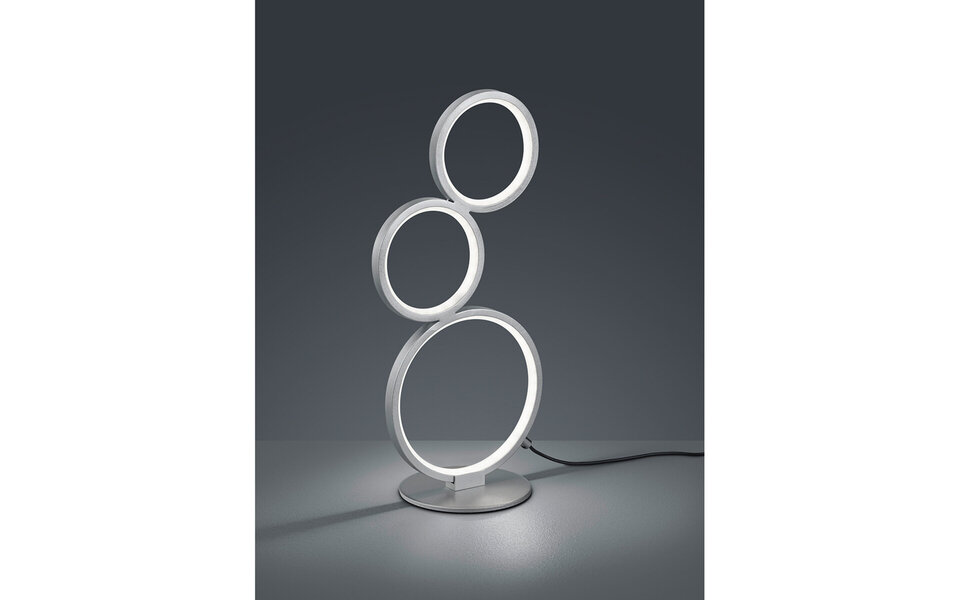 HLW LED LED Tafellamp - Trion Rondy - 17W - Warm Wit 3000K - Dimbaar - Rond - Mat Zilver - Aluminium