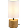 LED Tafellamp - Tafelverlichting - Trion Wooden - E14 Fitting - Rond - Mat Wit - Hout Verlichting per ruimte
