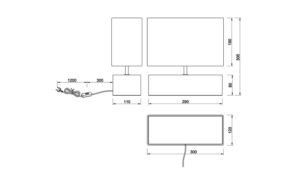 HLW LED LED Table Lamp - Table Lighting - Trion Wooden - E27 Fitting - Rectangular - Matte Black/Gold - Wood