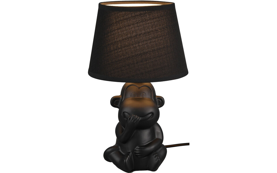 HLW LED LED Tafellamp - Tafelverlichting - Trion Charlon - E14 Fitting - Rond - Mat Zwart - Keramiek