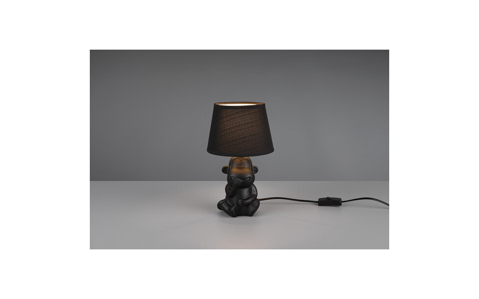 HLW LED LED Tafellamp - Tafelverlichting - Trion Charlon - E14 Fitting - Rond - Mat Zwart - Keramiek