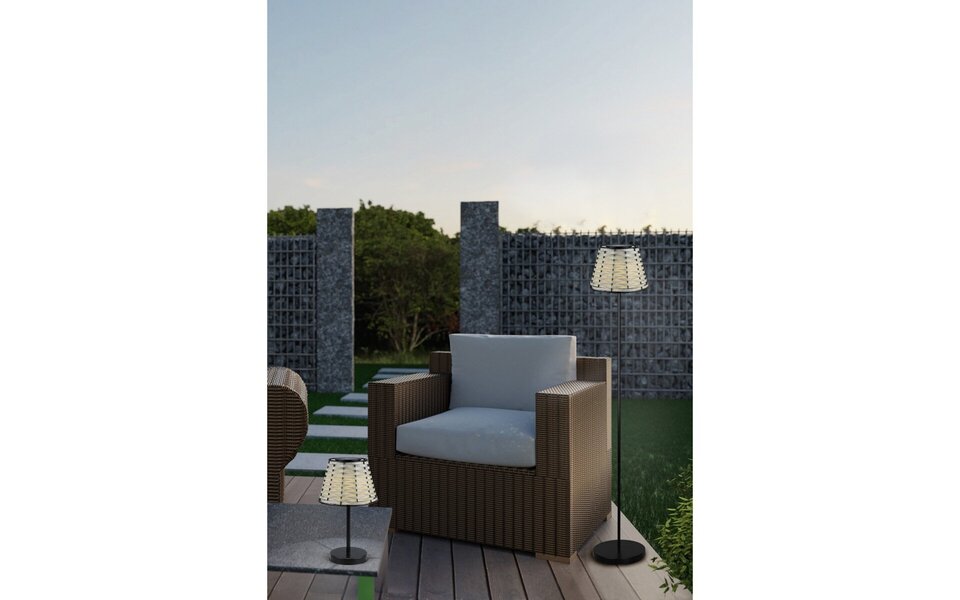 HLW LED Trion Roza LED Table Lamp - Round, Matte Black, Warm White 3000K, Sensor, Splashproof IP44