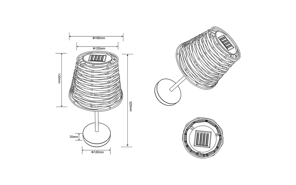 HLW LED Trion Roza LED Tafellamp - Rond, Mat Zwart, Warm Wit 3000K, Sensor, Spatwaterdicht IP44