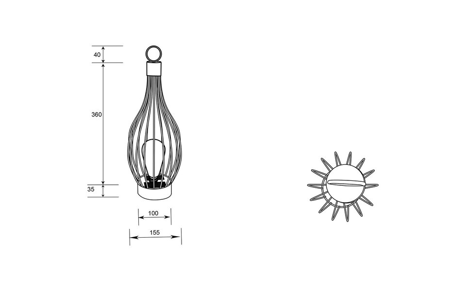 HLW LED LED Table Lamp with Solar Energy, Day and Night Sensor & Splashproof IP44 - Matte Black