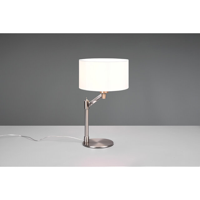 HLW LED LED Table Lamp - Table Lighting - Trion Cindy - E27 Fitting - Round - Matte Nickel - Aluminum HLW LED LED Table Lamp - Table Lighting - Trion Cindy - E27 Fitting - Round - Matte Nickel - Aluminum