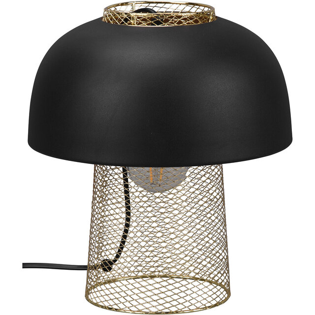 Ronde mat zwarte LED tafellamp van aluminium met E27 fitting en maximaal 25W vermogen