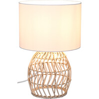 LED Table Lamp - Table Lighting - Trion Samir - E27 Fitting - Round - Brown - Wood