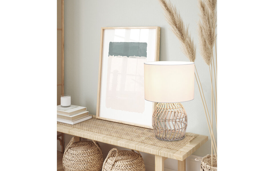 HLW LED LED Table Lamp - Table Lighting - Trion Samir - E27 Fitting - Round - Brown - Wood HLW LED LED Table Lamp - Table Lighting - Trion Samir - E27 Fitting - Round - Brown - Wood