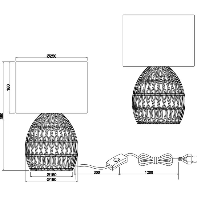 HLW LED LED Tafellamp - Tafelverlichting - Trion Samir - E27 Fitting - Rond - Bruin - Hout