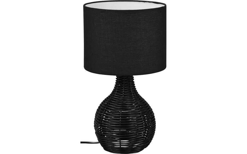 HLW LED LED Tafellamp - Tafelverlichting - Trion Sparko - E27 Fitting - Rond - Zwart - Hout