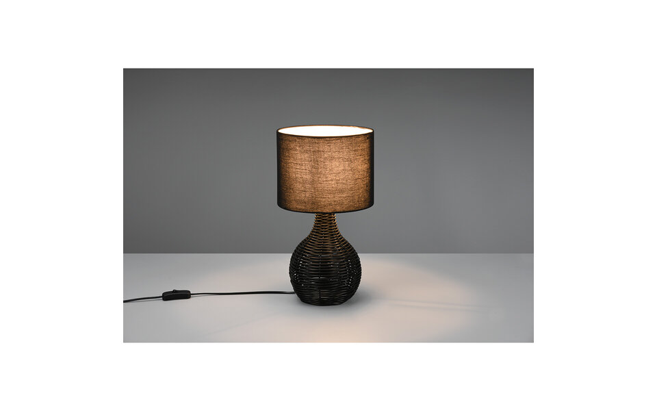 HLW LED LED Table Lamp - Table Lighting - Trion Sparko - E27 Fitting - Round - Black - Wood HLW LED LED Table Lamp - Table Lighting - Trion Sparko - E27 Fitting - Round - Black - Wood