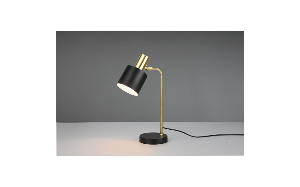 HLW LED LED Tafellamp - Tafelverlichting - Trion Alimo - E14 Fitting - Rond - Mat Zwart/Goud - Aluminium HLW LED LED Tafellamp - Tafelverlichting - Trion Alimo - E14 Fitting - Rond - Mat Zwart/Goud - Aluminium