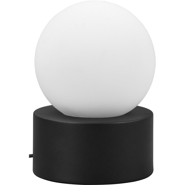 Ronde mat zwarte LED tafellamp van aluminium met E14 fitting en maximaal 25W vermogen