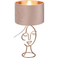 LED Table Lamp - Table Lighting - Trion Marco - E27 Fitting - Round - Matte Beige - Aluminum