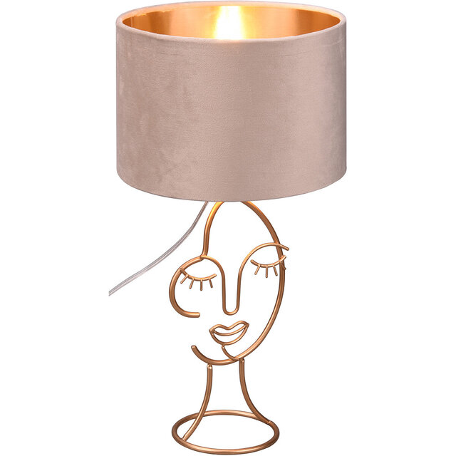 LED Tafellamp - Tafelverlichting - Trion Marco - E27 Fitting - Rond - Mat Beige - Aluminium Verlichting per ruimte