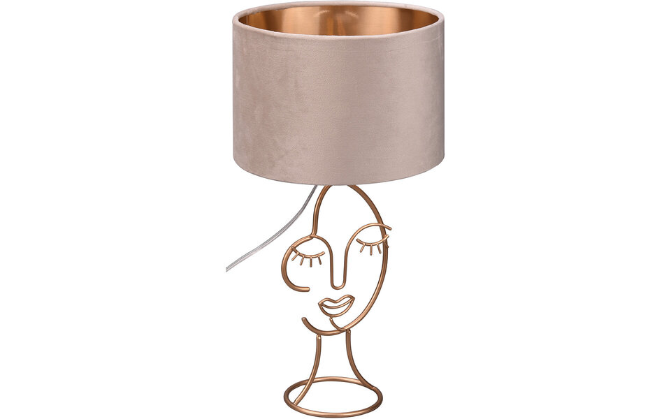 HLW LED LED Table Lamp - Table Lighting - Trion Marco - E27 Fitting - Round - Matte Beige - Aluminum