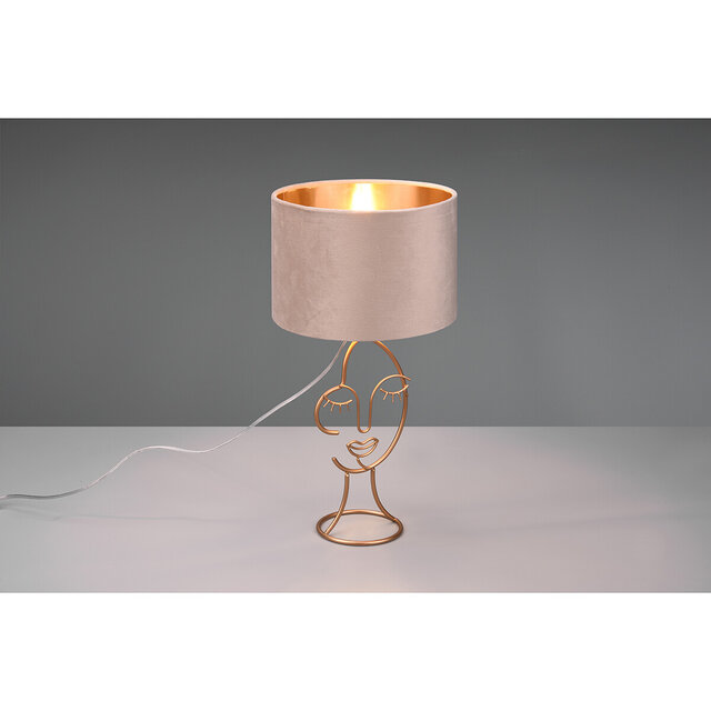 HLW LED LED Table Lamp - Table Lighting - Trion Marco - E27 Fitting - Round - Matte Beige - Aluminum