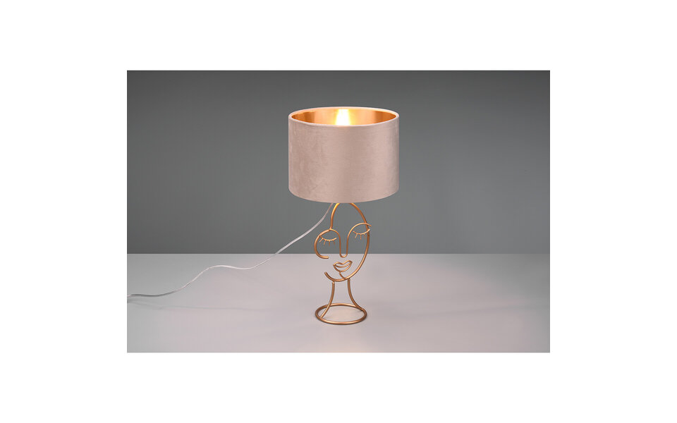 HLW LED LED Tafellamp - Tafelverlichting - Trion Marco - E27 Fitting - Rond - Mat Beige - Aluminium