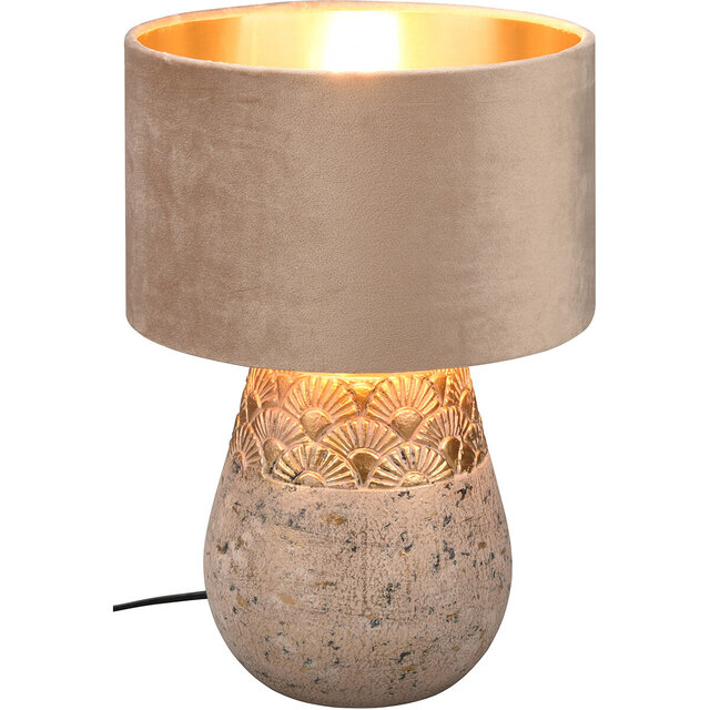 LED Tafellamp - Tafelverlichting - Trion Kalan - E27 Fitting - Rond - Mat Grijs - Keramiek Verlichting per ruimte