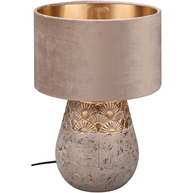 Ronde matgrijze keramieken tafellamp met E27 fitting geschikt voor LED tot 60W