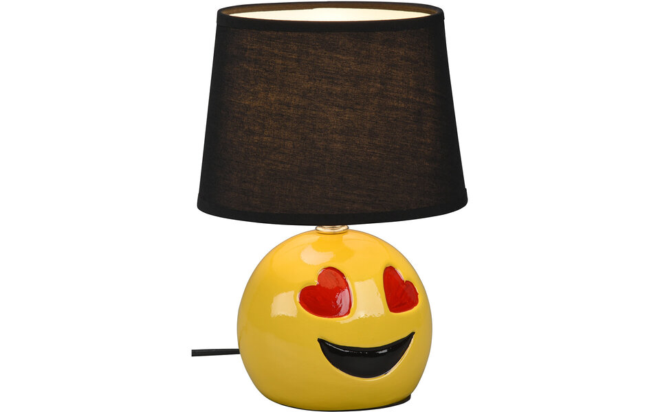 HLW LED LED Table Lamp - Table Lighting - Trion Smiley - E14 Fitting - Round - Matte Black - Ceramic