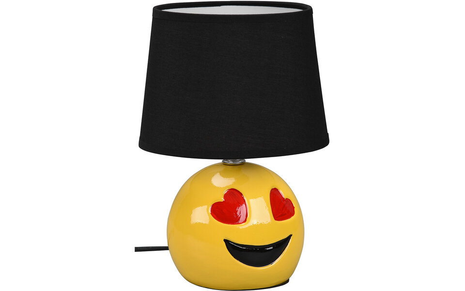 HLW LED LED Tafellamp - Tafelverlichting - Trion Smiley - E14 Fitting - Rond - Mat Zwart - Keramiek