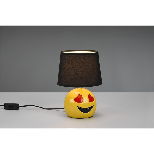 HLW LED LED Table Lamp - Table Lighting - Trion Smiley - E14 Fitting - Round - Matte Black - Ceramic