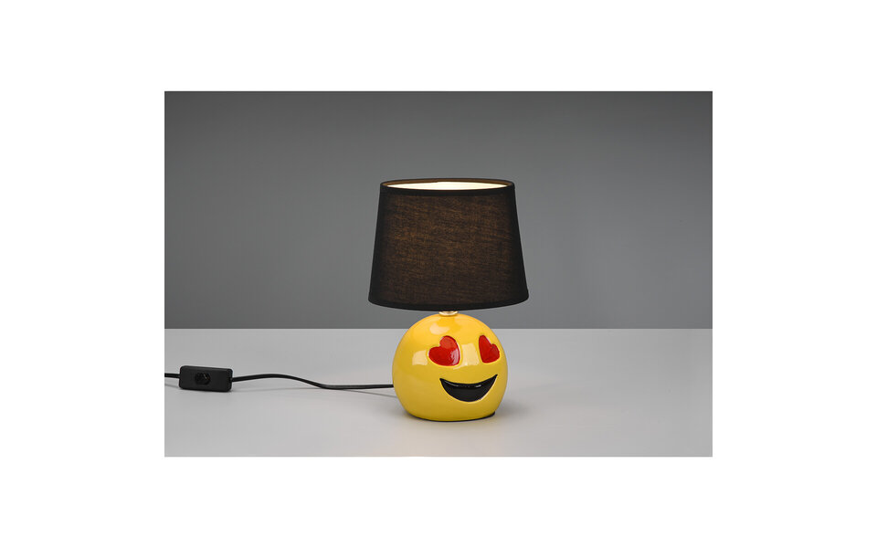 HLW LED LED Tafellamp - Tafelverlichting - Trion Smiley - E14 Fitting - Rond - Mat Zwart - Keramiek