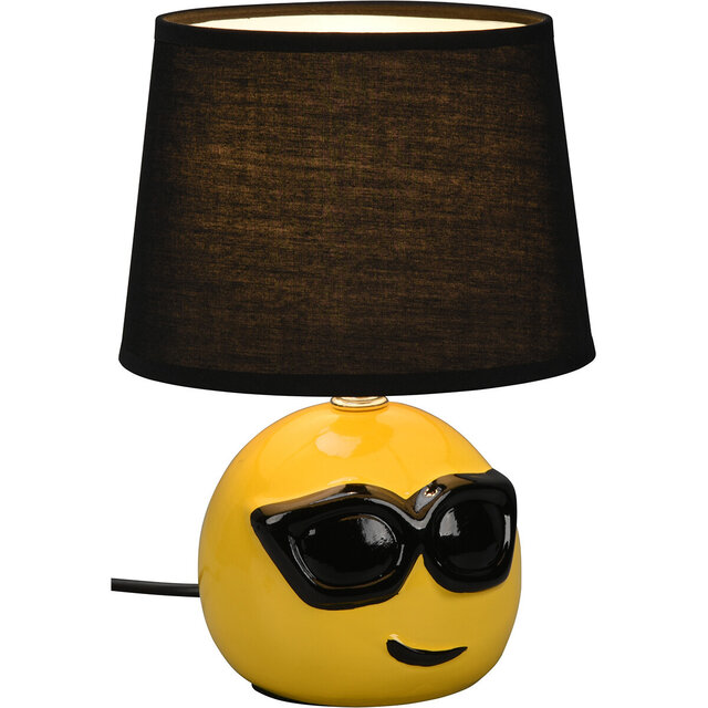 LED Tafellamp - Tafelverlichting - Trion Cooley - E14 Fitting - Rond - Mat Zwart - Keramiek Verlichting per ruimte