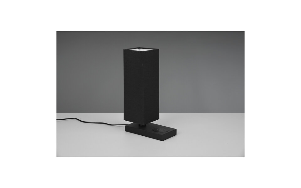 HLW LED LED Table Lamp - Table Lighting - Trion Helsa - E14 Fitting - Rectangular - Matte Black - Aluminum