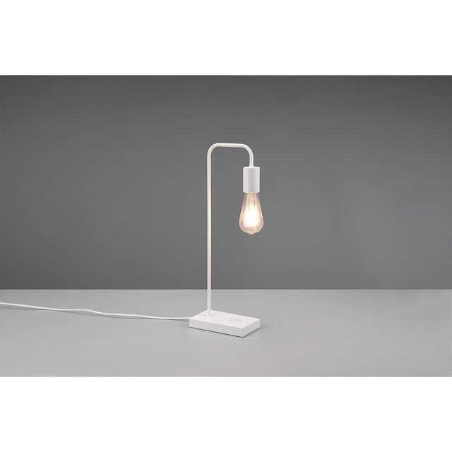 HLW LED LED Table Lamp - Table Lighting - Trion Milaya - E27 Fitting - Rectangular - Matte White - Aluminum
