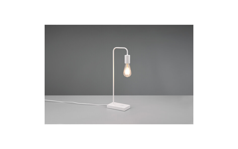 HLW LED LED Tafellamp - Tafelverlichting - Trion Milaya - E27 Fitting - Rechthoek - Mat Wit - Aluminium