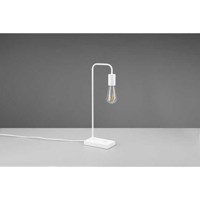 HLW LED LED Table Lamp - Table Lighting - Trion Milaya - E27 Fitting - Rectangular - Matte White - Aluminum