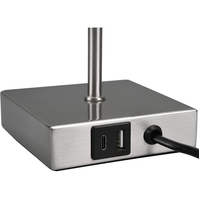 HLW LED LED Table Lamp - Table Lighting - Trion Oscar - E27 Fitting - Rectangular - Matte Nickel - Aluminum