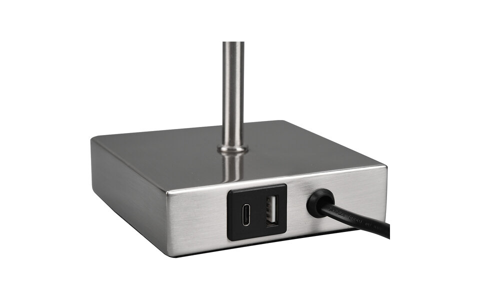 HLW LED LED Table Lamp - Table Lighting - Trion Oscar - E27 Fitting - Rectangular - Matte Nickel - Aluminum