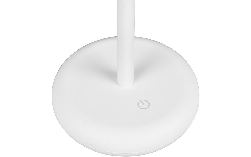 HLW LED Dimmable LED Table Lamp 2W Warm White 3000K – Rechargeable, IP44 Splashproof & Round Matte White